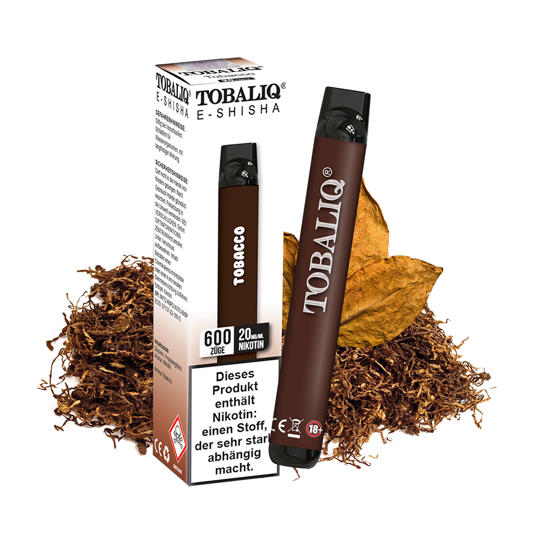 TobaliQ E-Shisha 600Puffs – 20mg Nikotin – Tobacco