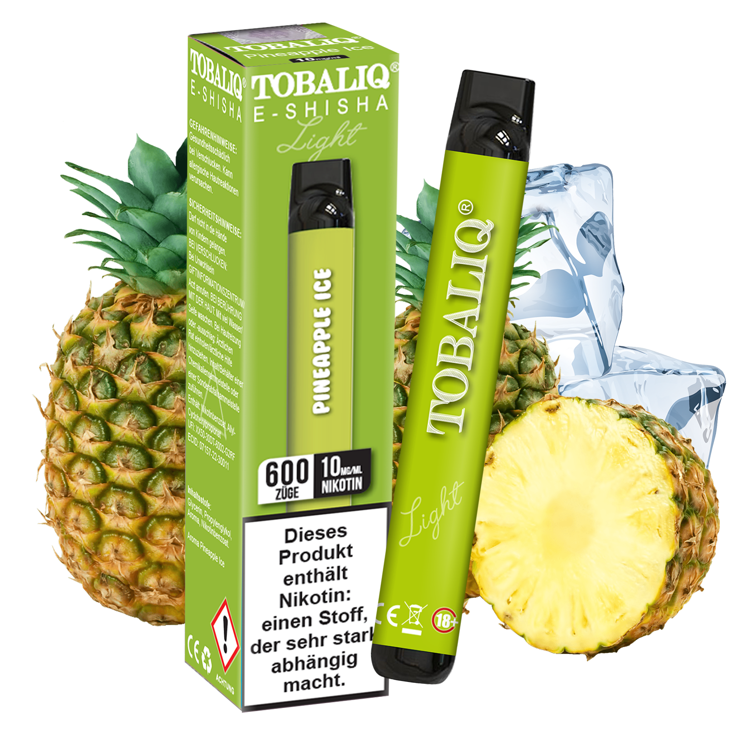 TobaliQ E-Shisha 600Puffs – 10mg Nikotin – Pineapple Ice