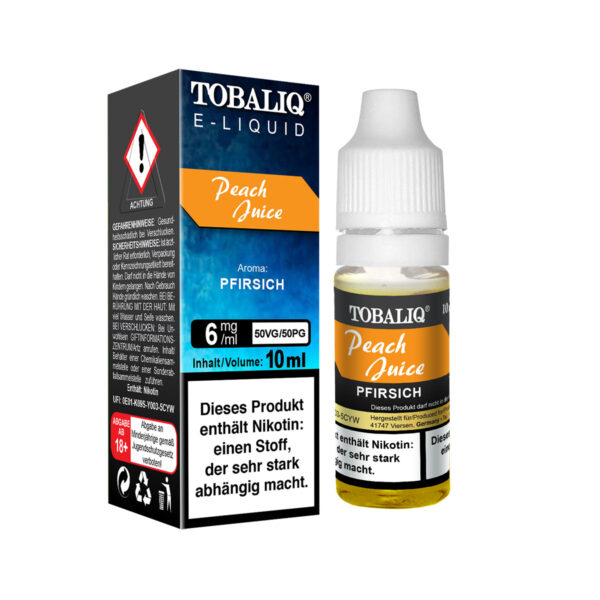 TOBALIQ E-Liquid – 6mg Nikotin – Peach Juice