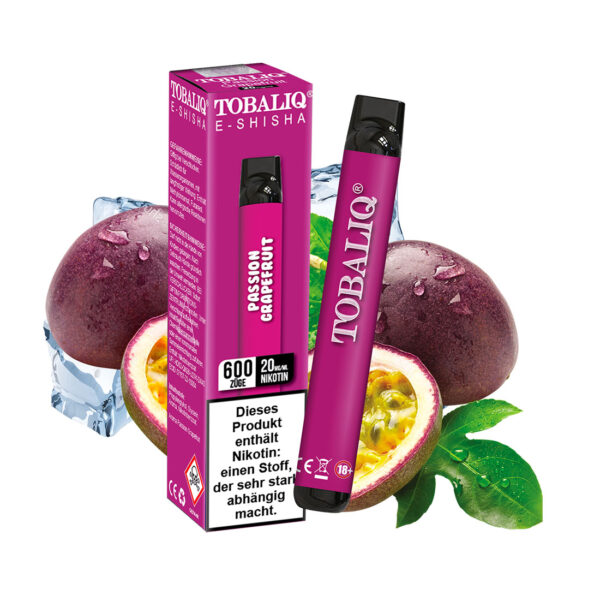 TobaliQ E-Shisha 600Puffs – 20mg Nikotin – Passion Grapfruit