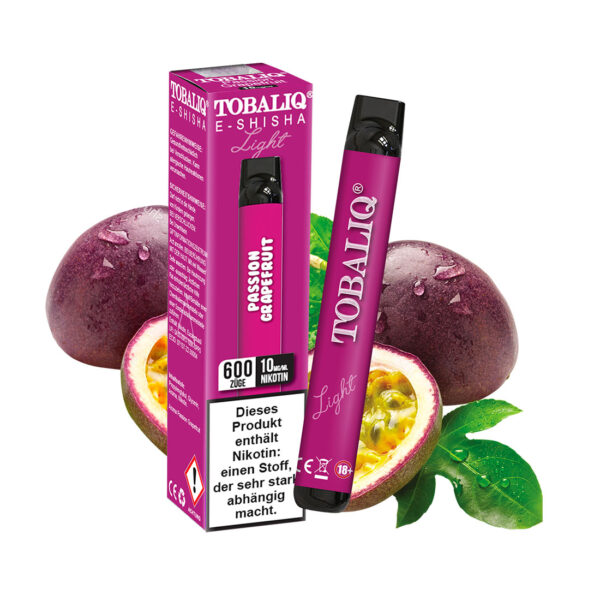 TobaliQ E-Shisha 600Puffs – 10mg Nikotin – Passion Grapefruit
