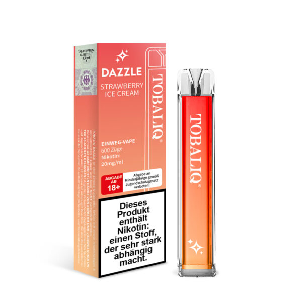 TOBALIQ DAZZLE - 20mg Nikotin, 600 Puffs - STRAWBERRY ICE CREAM