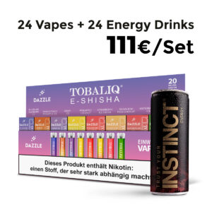 Ultimatives Party-Set: 24 Vapes + 24 Energy Drinks