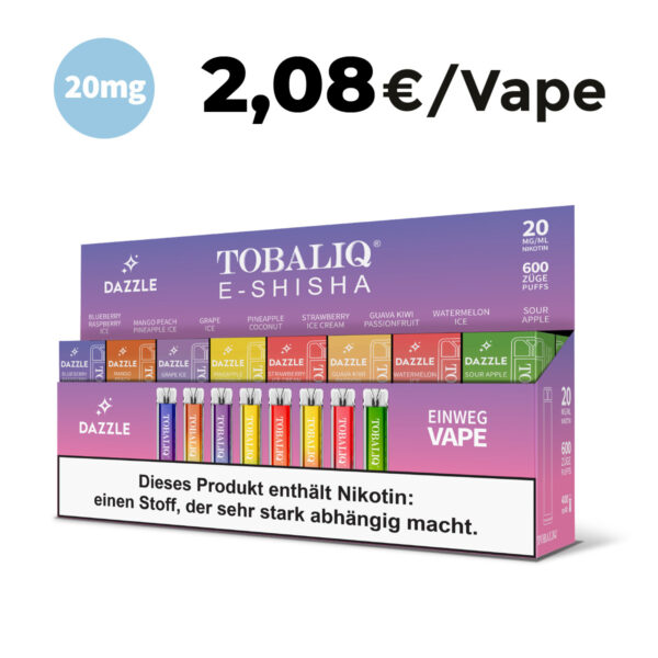 DAZZLE Party-Box: 24 Vapes – 20mg Nikotin