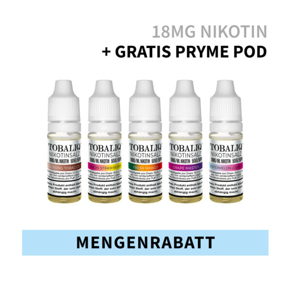 E-Liquid Mengenrabatt - 18mg Nikotinsalz - ab 5 St