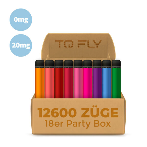 TOBALIQ Party Box – 18er Set – 12.000 Züge – 20mg / 0mg