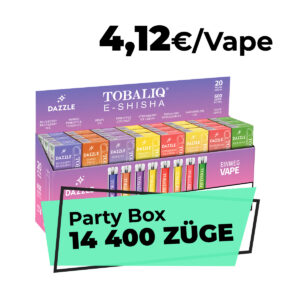 DAZZLE Party Box – 24 E-Zigaretten, Mix-Display, 14 400 Züge