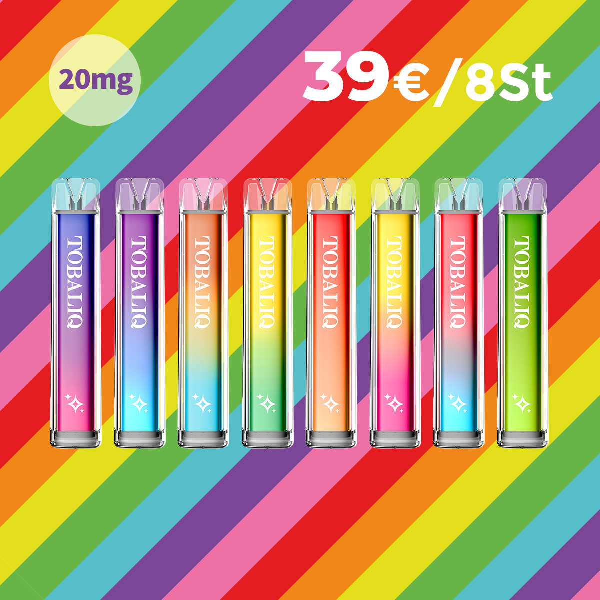 Dazzling Rainbow Deal! DAZZLE 8x - 20mg Nikotin, 600 Puffs
