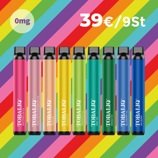 Rainbow Deal! TQ Smile 9x - Ohne Nikotin, 600 Puffs