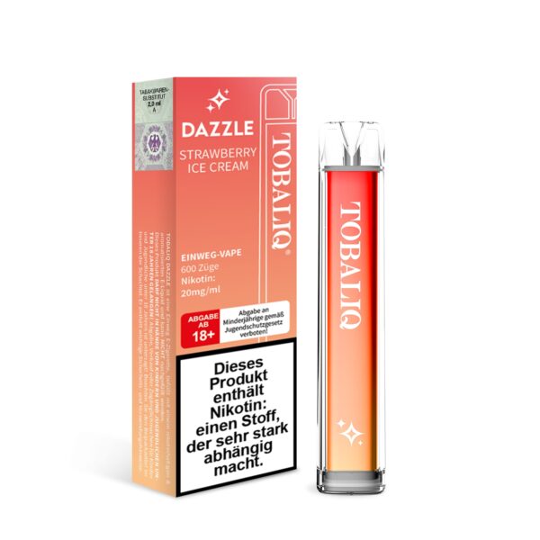 DAZZLE – 20mg Nikotin, 600 Puffs – STRAWBERRY ICE CREAM