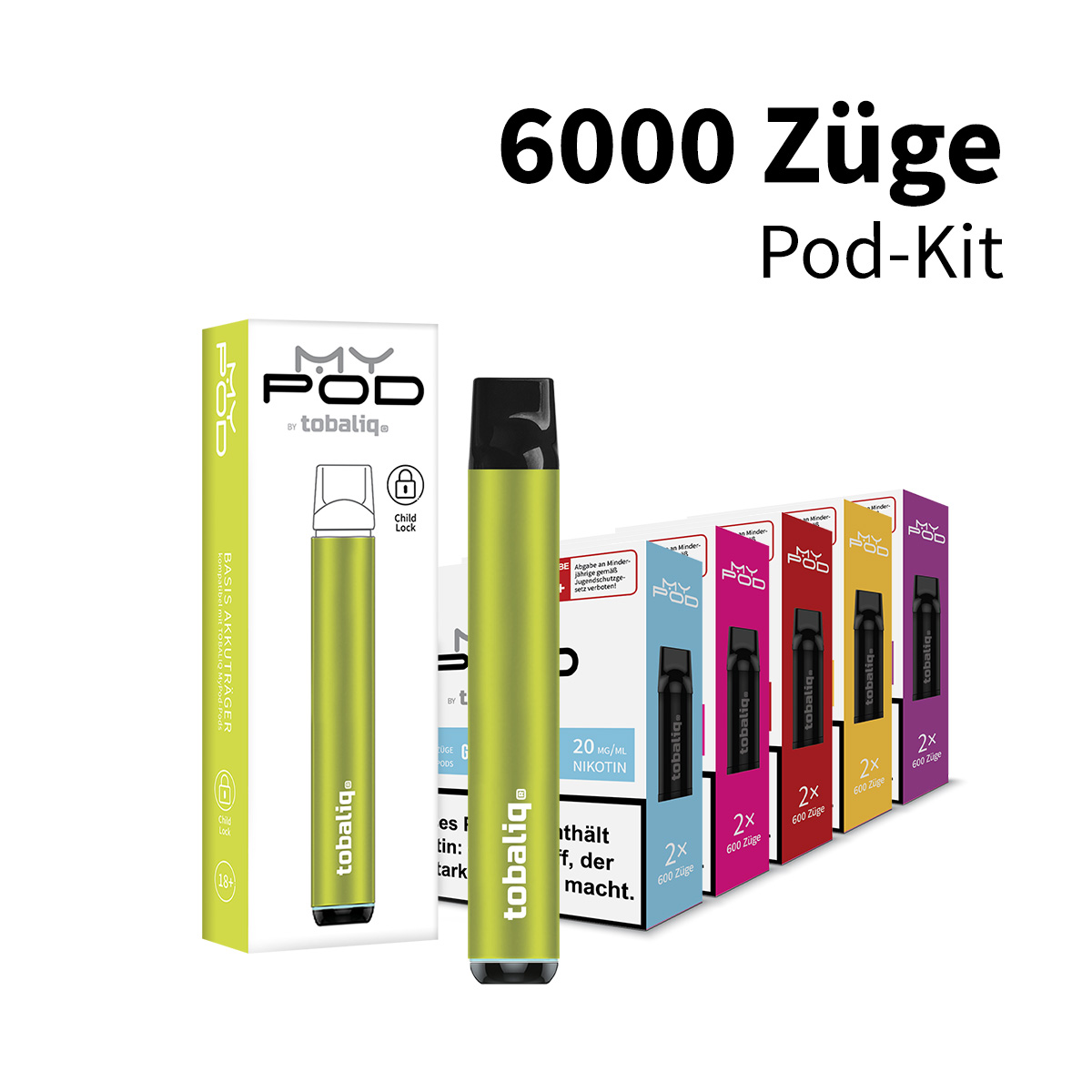 MyPod Big Puff:  6000 Züge Pod-Kit - 20 mg Nikotin MyPod Big Puff: 6000 Züge Pod-Kit - 20 mg Nikotin