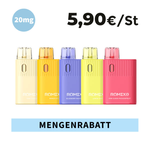 RomixQ Vapes mit 20mg Nikotin – Mengenrabatt - ab 5 St