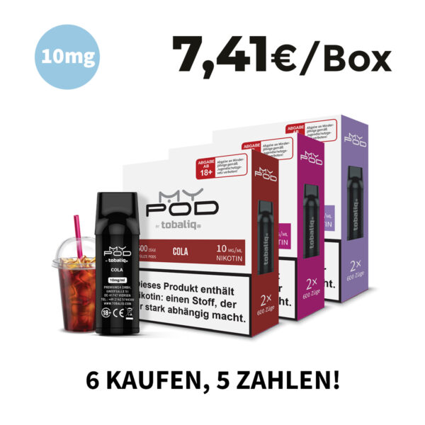 MyPod Pods 10mg Nikotin: 6 kaufen, 5 zahlen!