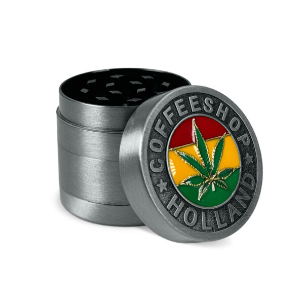 Metallgrinder "Coffeeshop Holland" - 40 mm - Silber