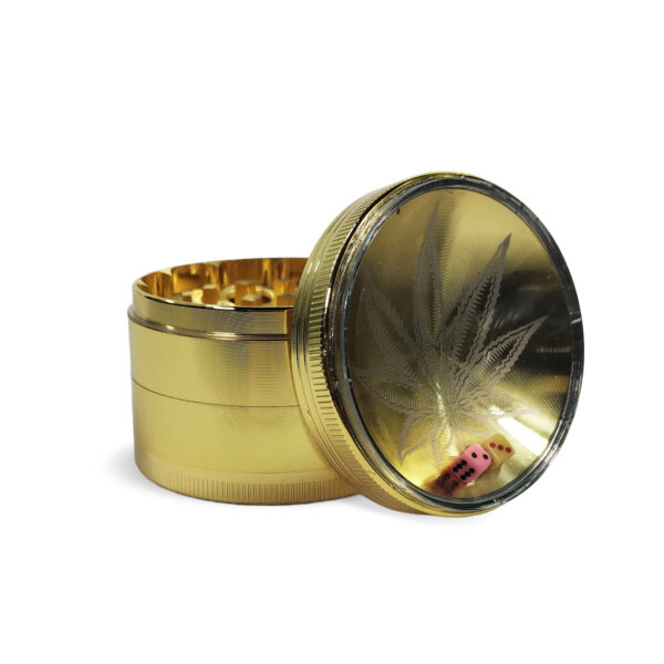 Metallgrinder "Dice Cannabis" - 52 mm - Gold
