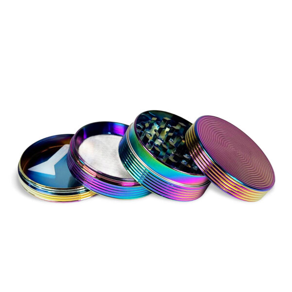 Metallgrinder in Regenbogenoptik - 63 mm - Details