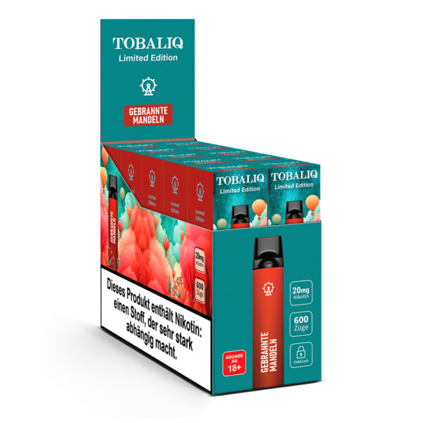 TOBALIQ Vapes Limited Edition 10er Display – 20mg Nikotin – Gebrannte Mandeln