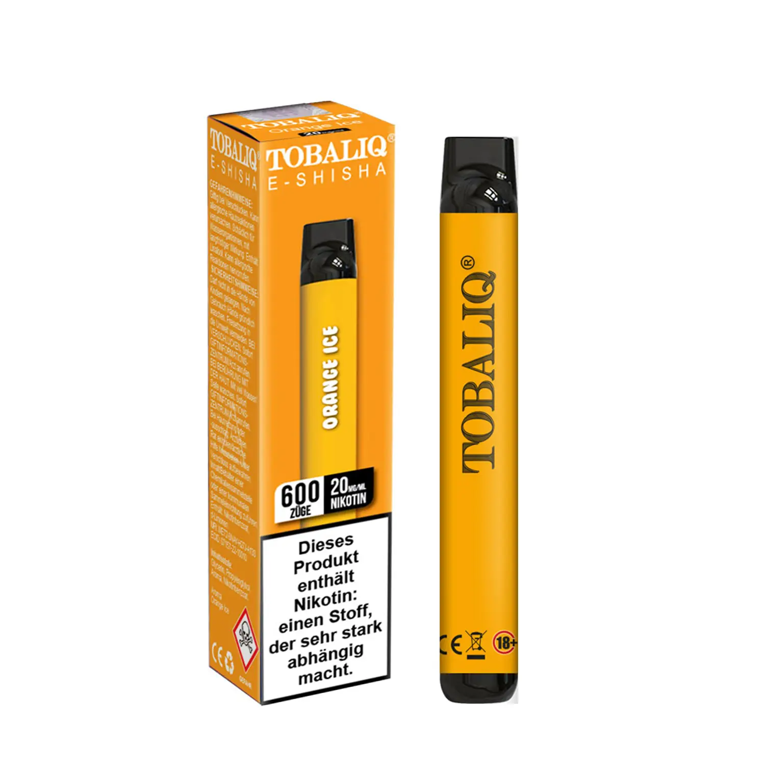 TOBALIQ E-Shisha 600 puffs – 20mg nicotine – Orange Ice copy