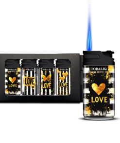 TOBALIQ Jet Flame Feuerzeug ZLIX- LOVE - 4er Set