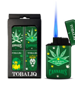 TOBALIQ Jet Flame Feuerzeug King Cannabis - 4er Set