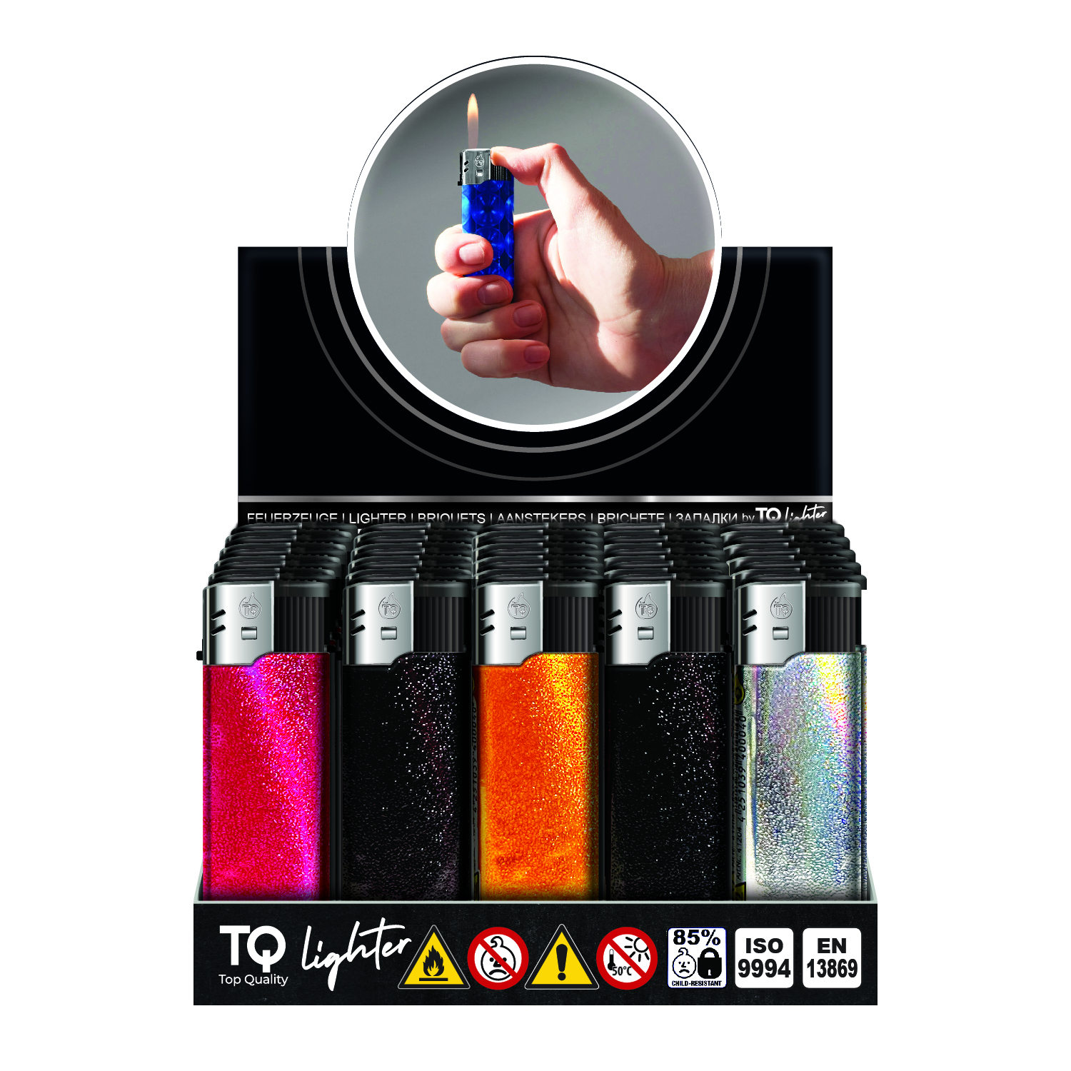 TOBALIQ 3D Metallic Motivfeuerzeug GLITZER GLITZER - 50 St – Bild 2