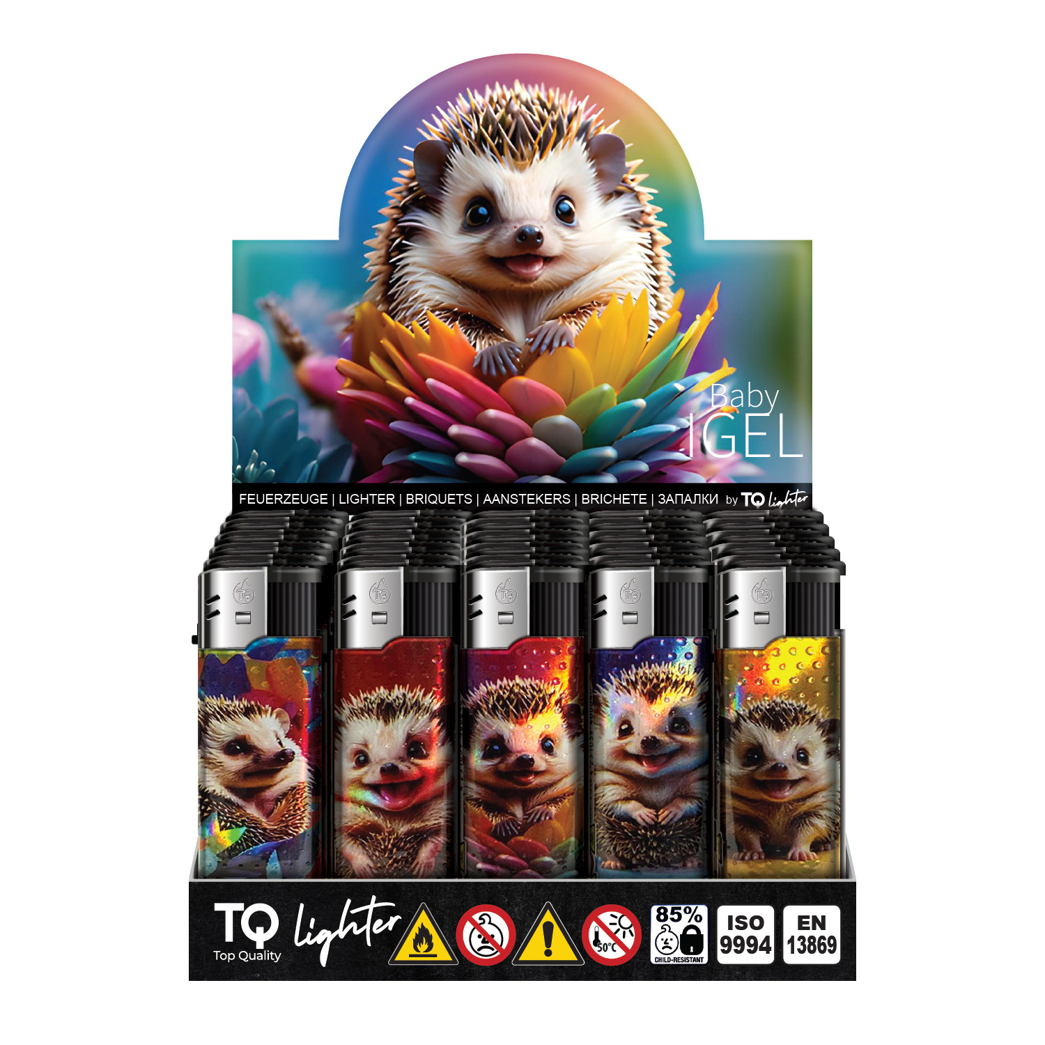 TOBALIQ 3D Metallic Motivfeuerzeug BABY IGEL - 50 St – Bild 2