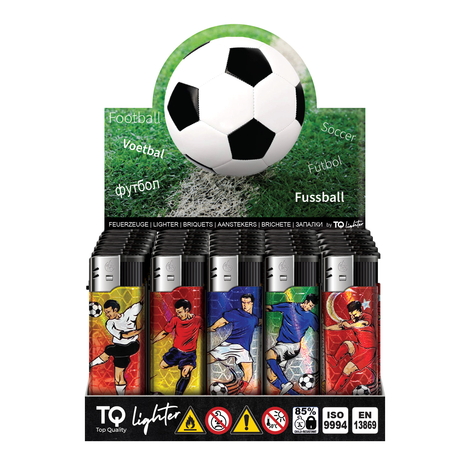 TOBALIQ 3D Metallic Motivfeuerzeug FOOTBALL - 50 St – Bild 2