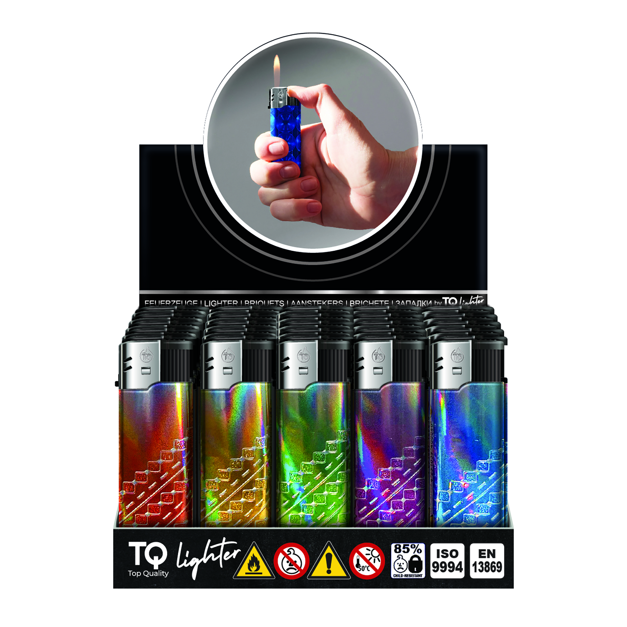 TOBALIQ 3D Metallic Motivfeuerzeug SNINY DIAGONALS - 50 St – Bild 2