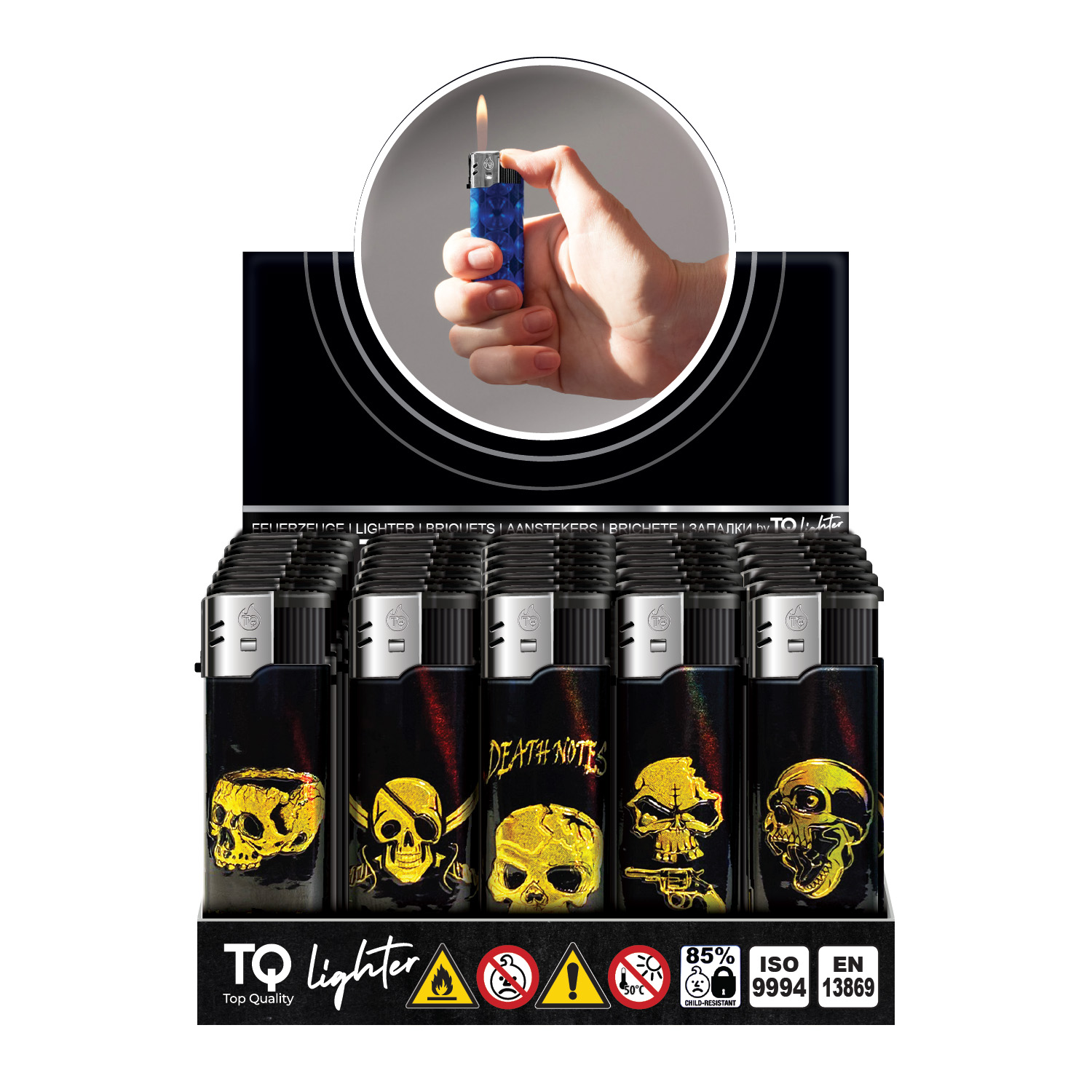 TOBALIQ 3D Metallic Motivfeuerzeug DEADLY GOLD - 50 St – Bild 2