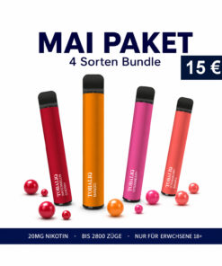 4 Einweg-Vapes, 2800 Züge,  mit 20 mg Nikotin